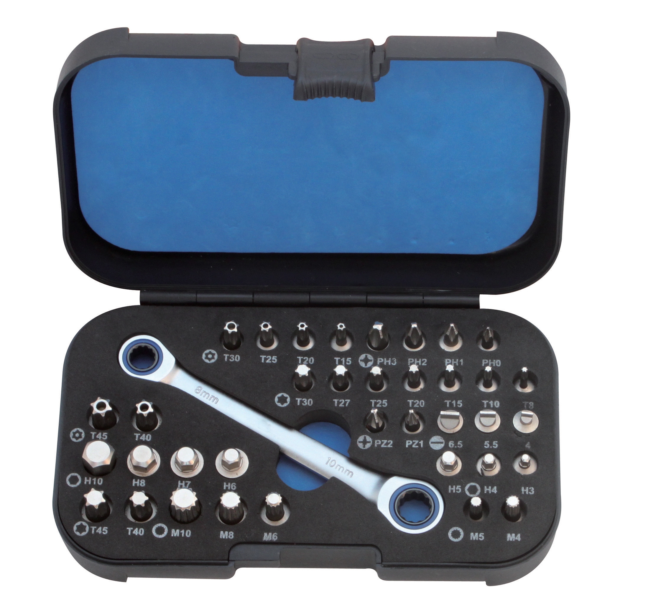 Steckschlüsselsatz Torx 8 - 45 Vielzahn 4 - 10 Innen-6-kant Kreuz Schlitz 37 tlg