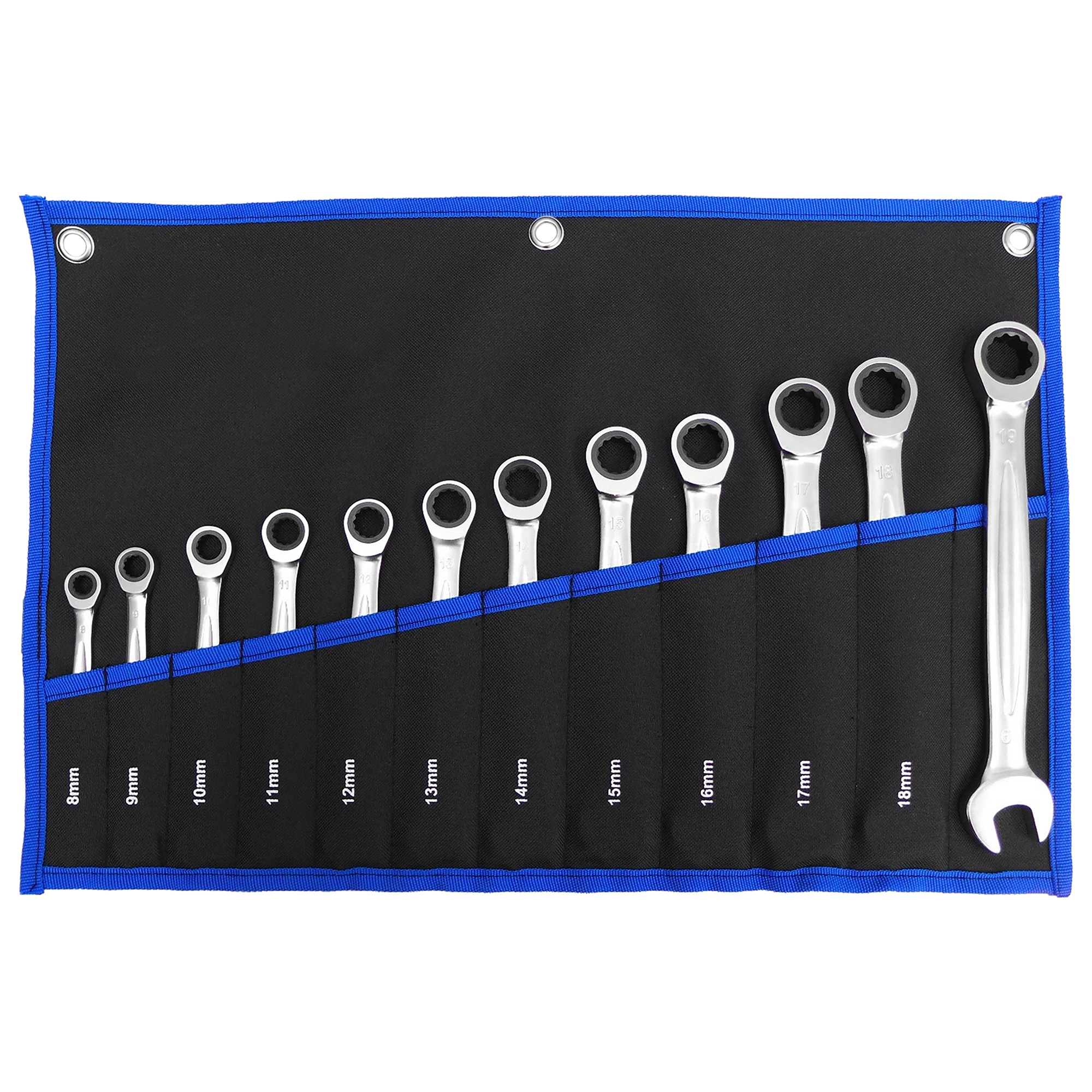 Ratschen-Ring / Gabelschlüssel-Satz, 12-tlg., 8-19 mm