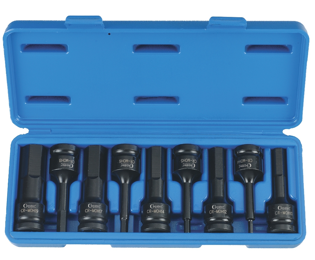 9-teiliges Kraft-Steckschlüssel-Set für Innensechskant 4 - 19 mm