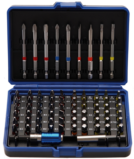 Color Bit Satz Farbleitsystem Bits Kreuz Schlitz Innensechskant 1/4 71 tlg