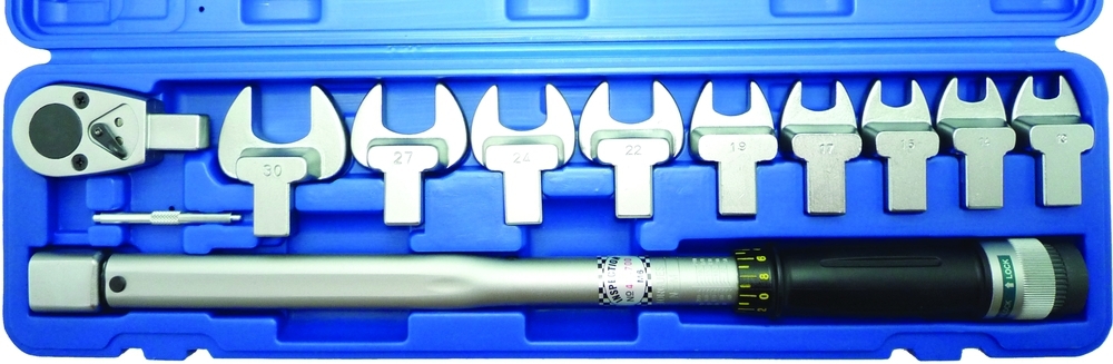 11-teiliger Drehmoment Schlüssel Satz 40-210 Nm mit 1 Ratschenkopf und 9 Maulschlüssel