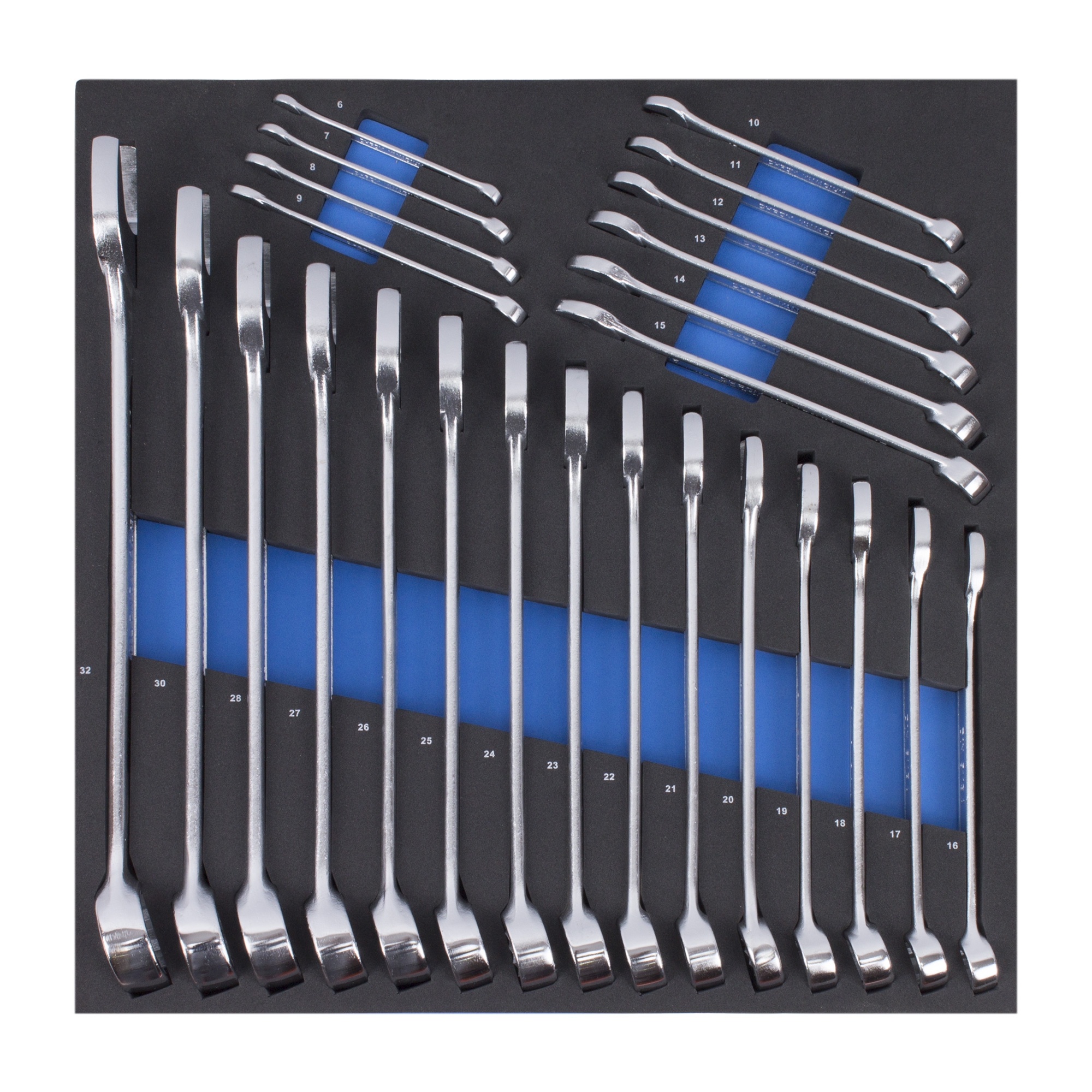 25-teiliges Gabel-Ringschlüssel-Set, 6-32mm, mit Schaumeinlage