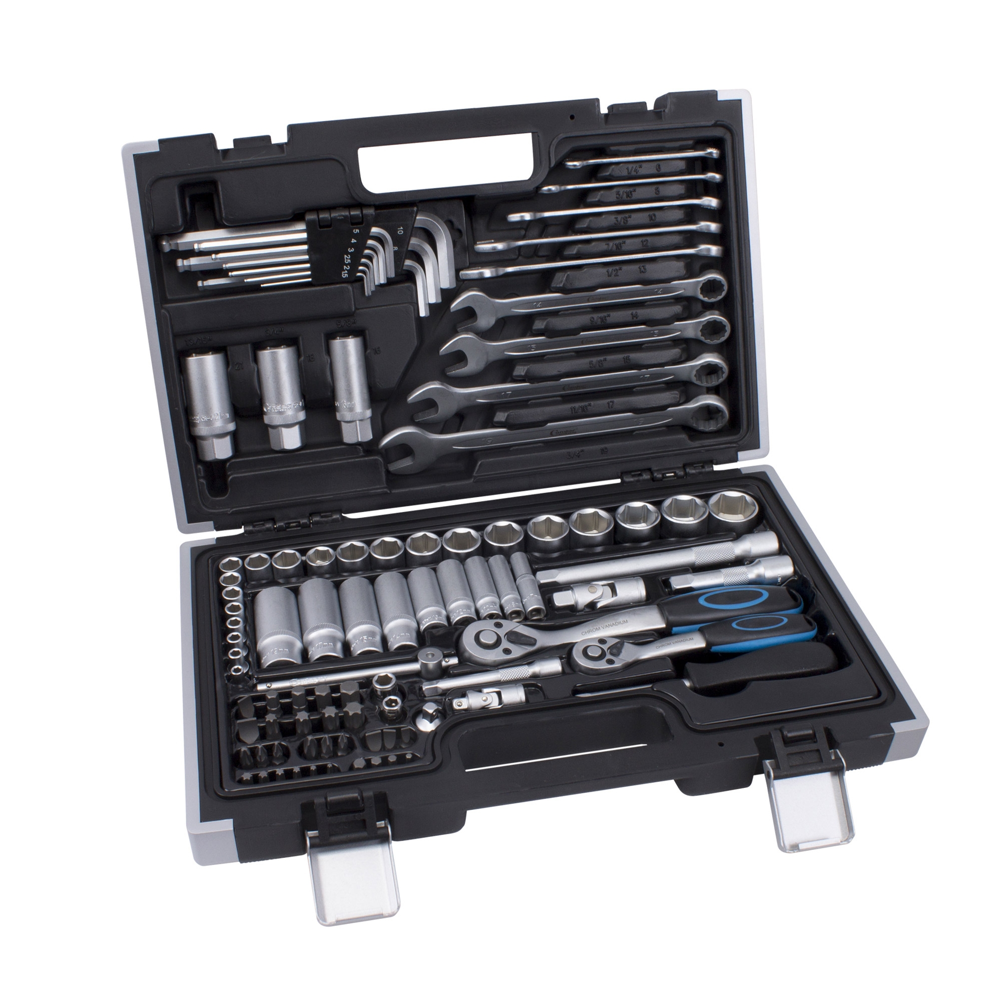 92-teiliger Bit und Steckschlüssel Satz im Koffer