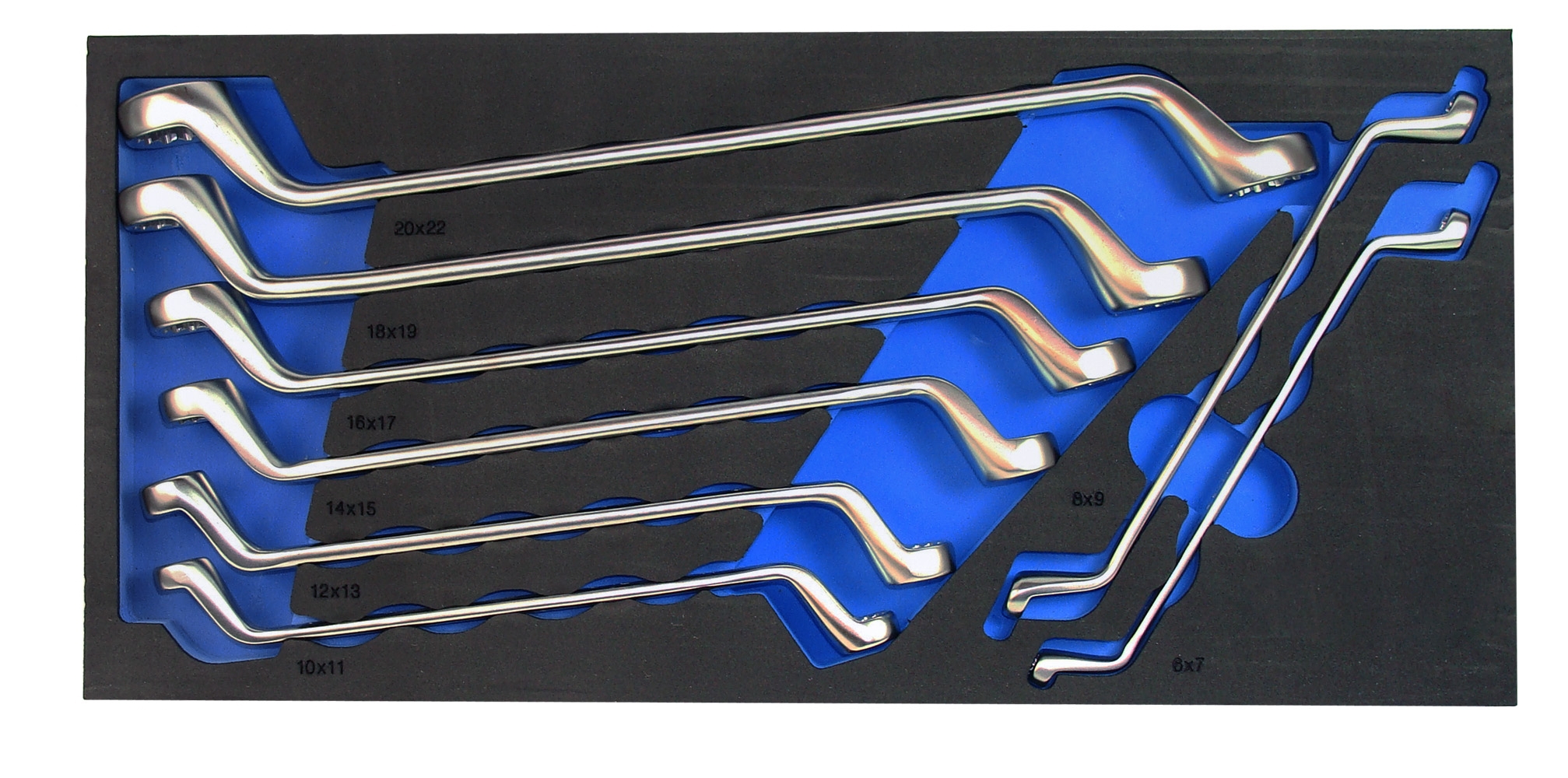 8-teiliger Ringschlüssel-Satz 6 - 22mm tief gekröpft in Schaumeinlage - matt verchromt