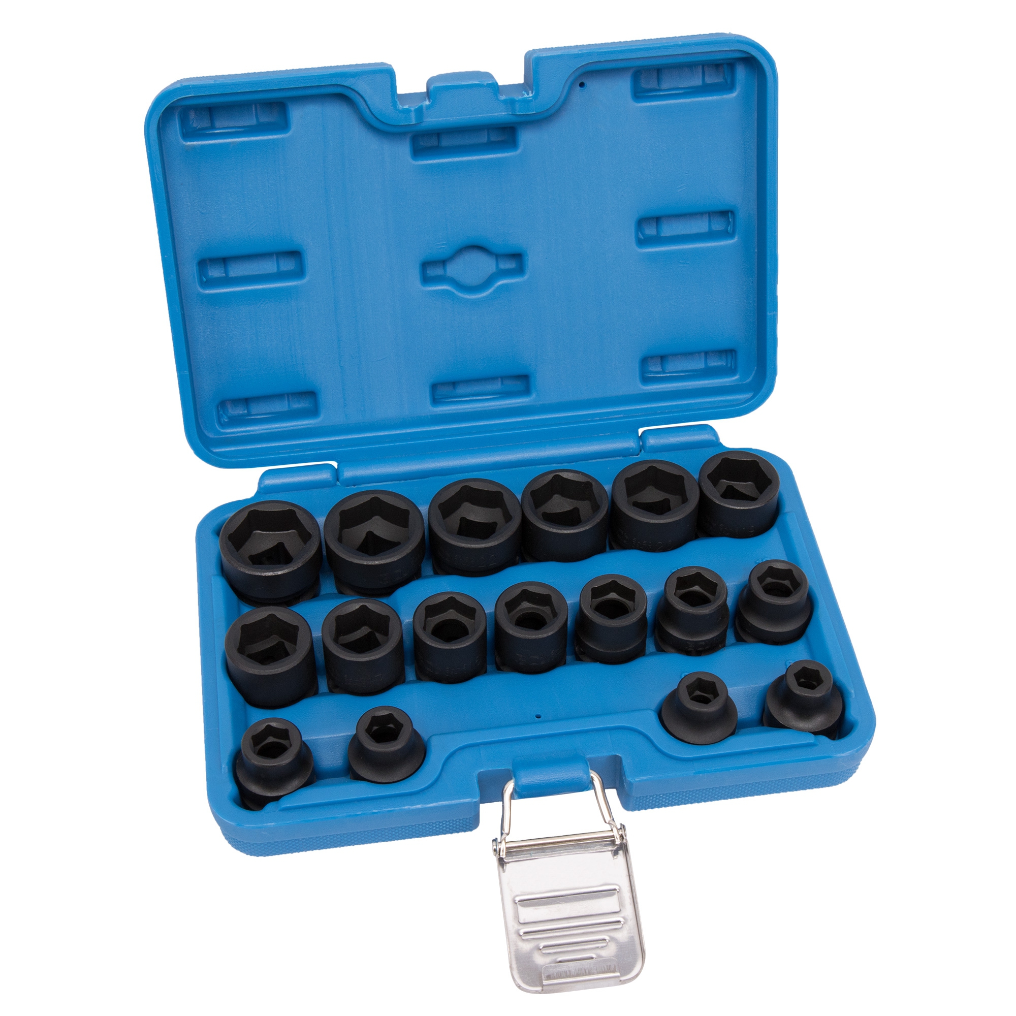 17-teiliges Set Kraft-Steckschlüssel, 6-kant SW 8 - 24 mm, extra flach, 1/2|"|"