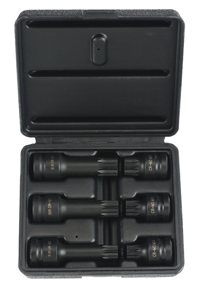 Kraft Steckschlüssel Einsätze Innenvielzahn, 1/2", M14-18, 40 u. 75 mm lang, 6-tlg.