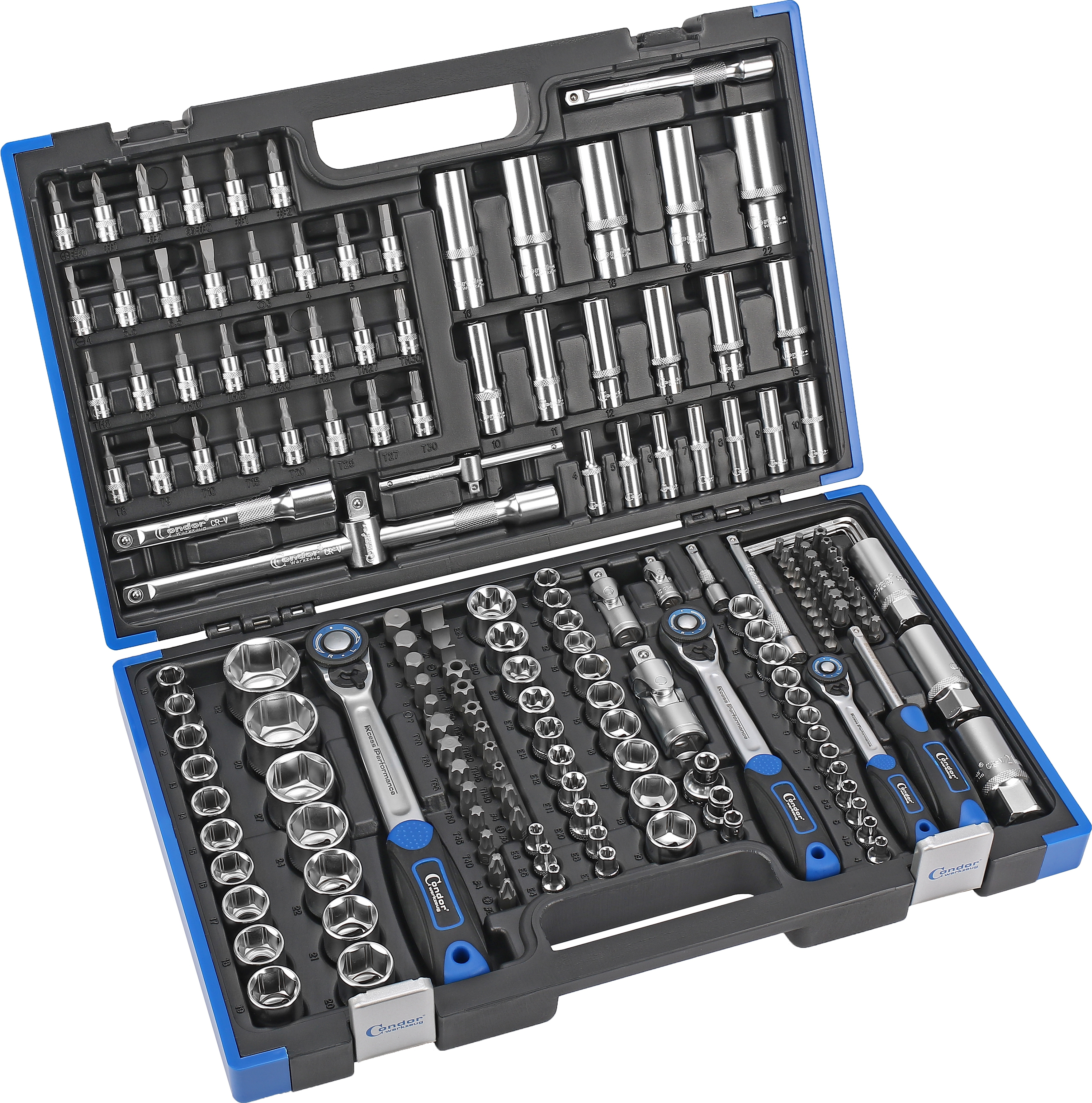 180-teiliger Steckschlüsselkasten 1/4|"|" 3/8|"|" 1/2|"|"