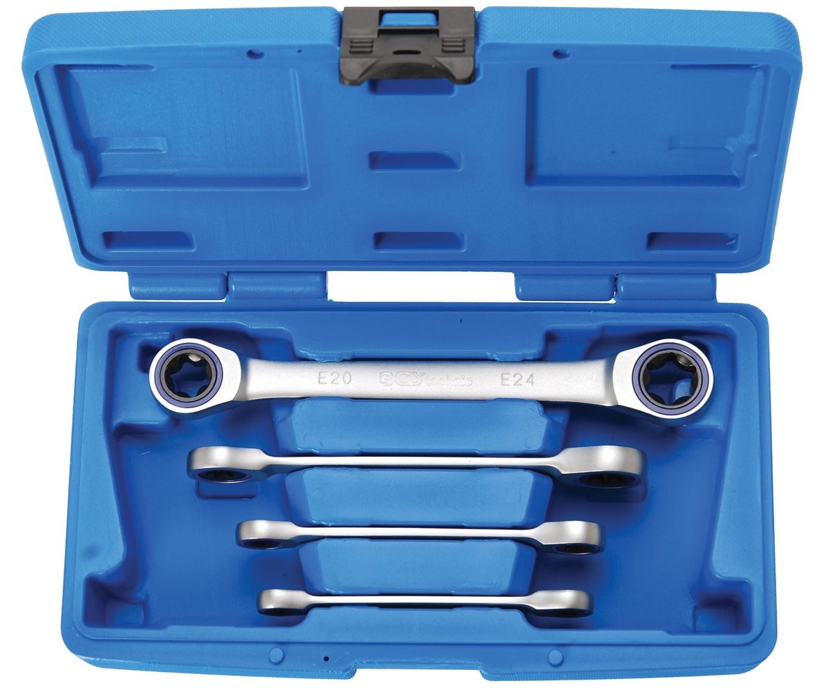 Ratschen Ringschlüssel Satz 4-tlg. E-Profil Außen Torx Ratschenschlüssel Knarren