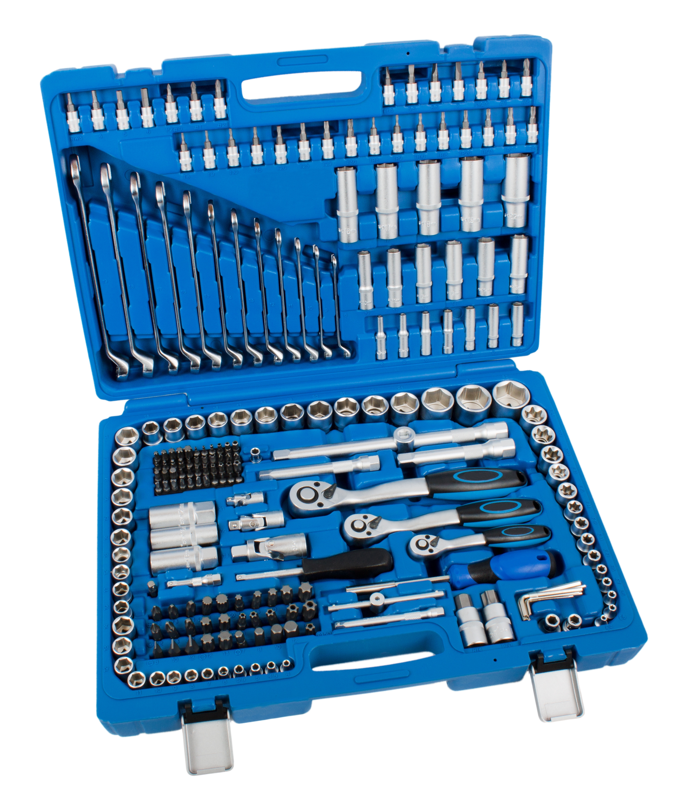 215tlg Steckschlüssel Satz 1/4 3/8 1/2 Knarrenkasten Werkzeug Ratschen Koffer