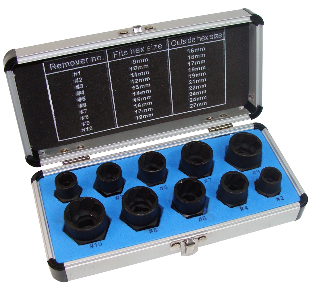 Spezial Steckschlüssel beschädigte Schrauben 9-19mm Spiral Nuten Profil 10tlg