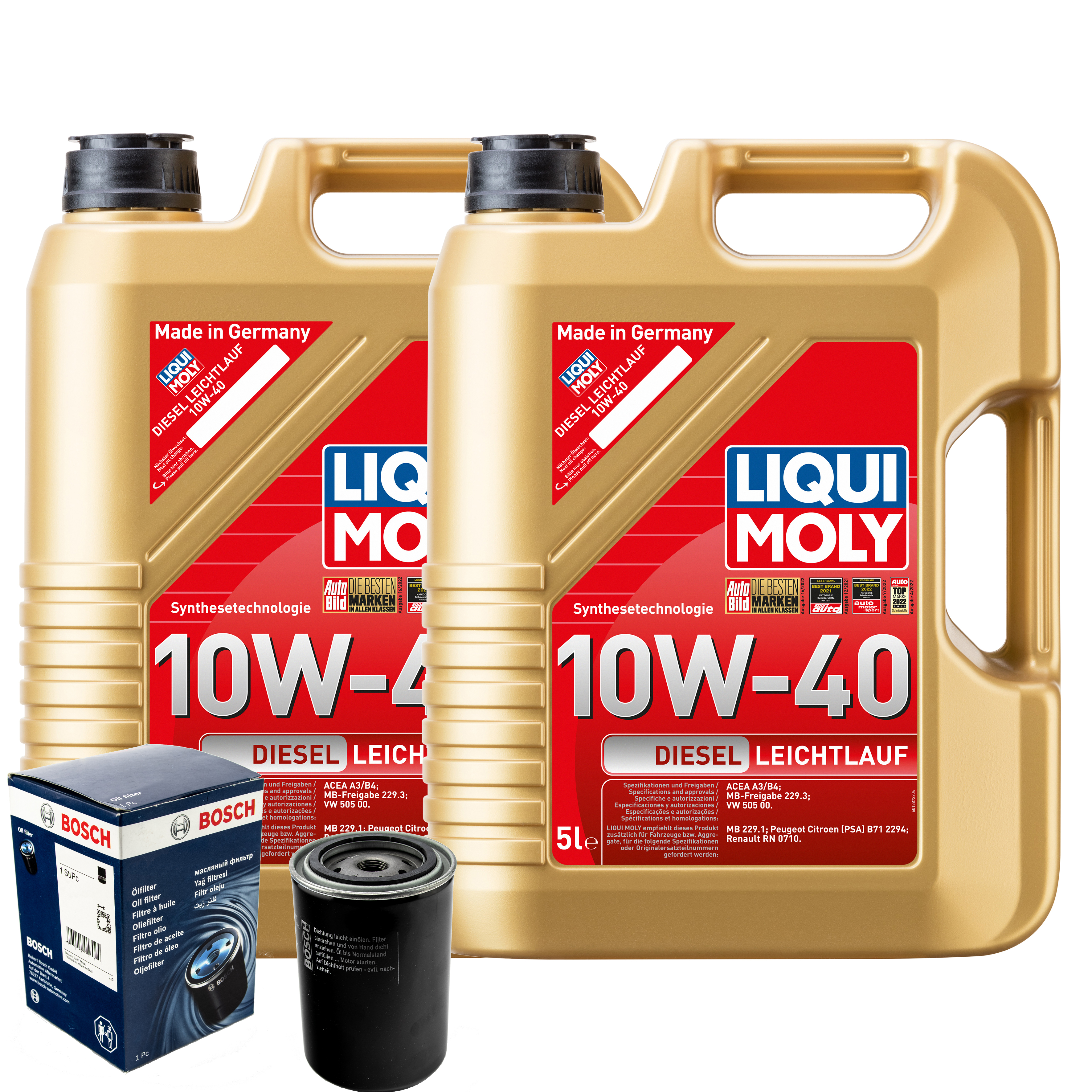 Ölfilter + LIQUI MOLY 10L DIESEL LEICHTLAUF 10W-40 für CITROËN PEUGEOT  