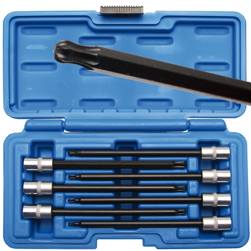 Torx Kugelkopf Steckschlüssel Einsatz Set 1/4 7tlg Einsätze Nüsse T10-T30 130mm