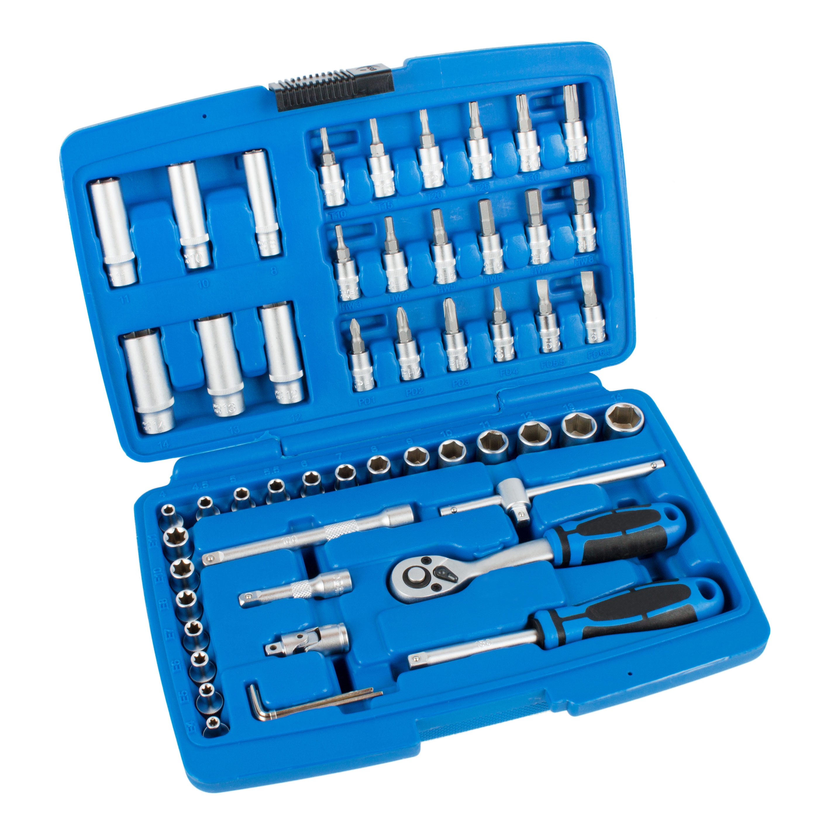 Knarrenkasten Steckschlüssel Innensechskant Sechskant Nüsse Ratsche 1/4 52 tlg