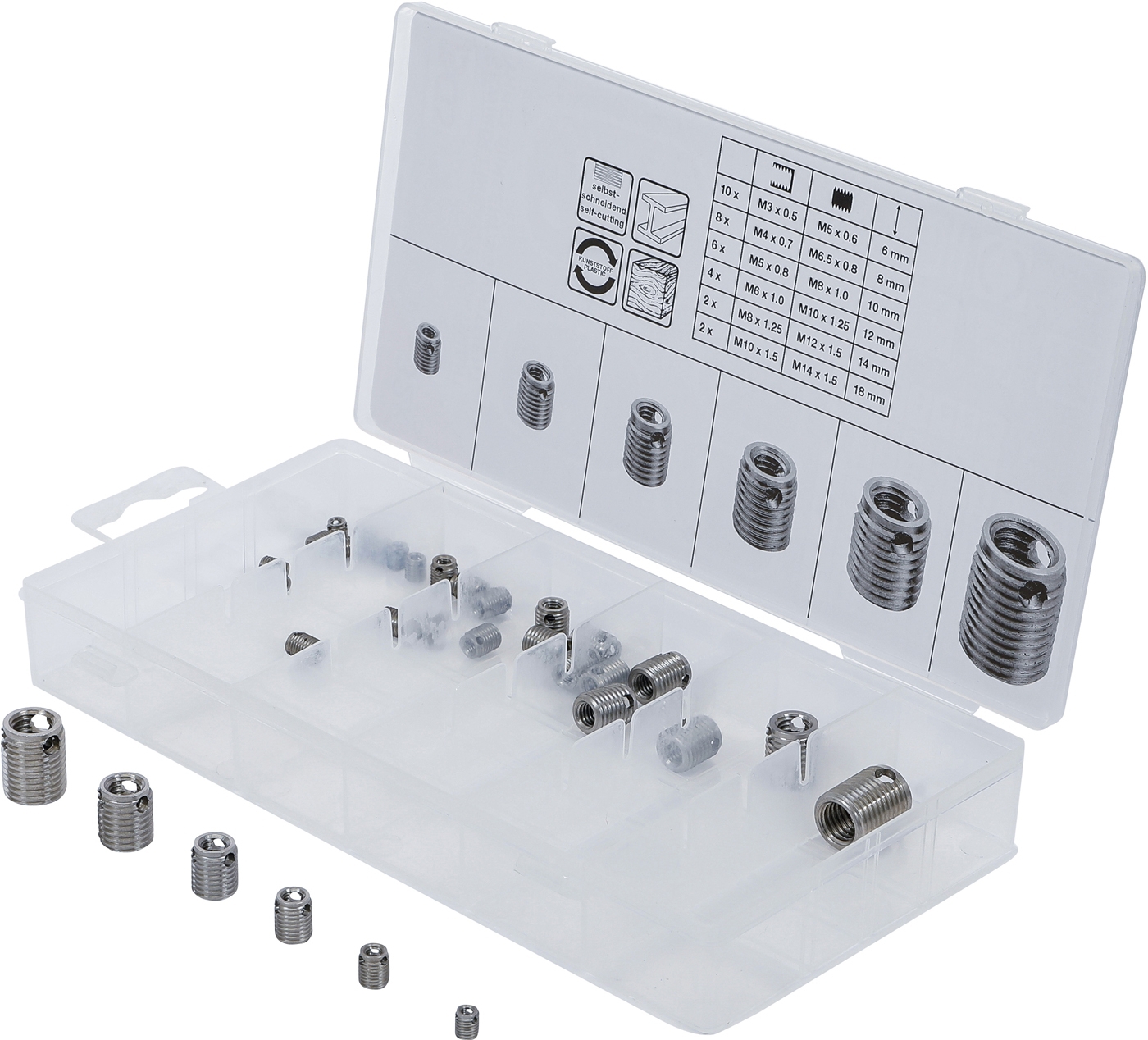32x Gewindeeinsatz selbstschneidend Gewinde M3 bis M10 Reduzierung Reparatur