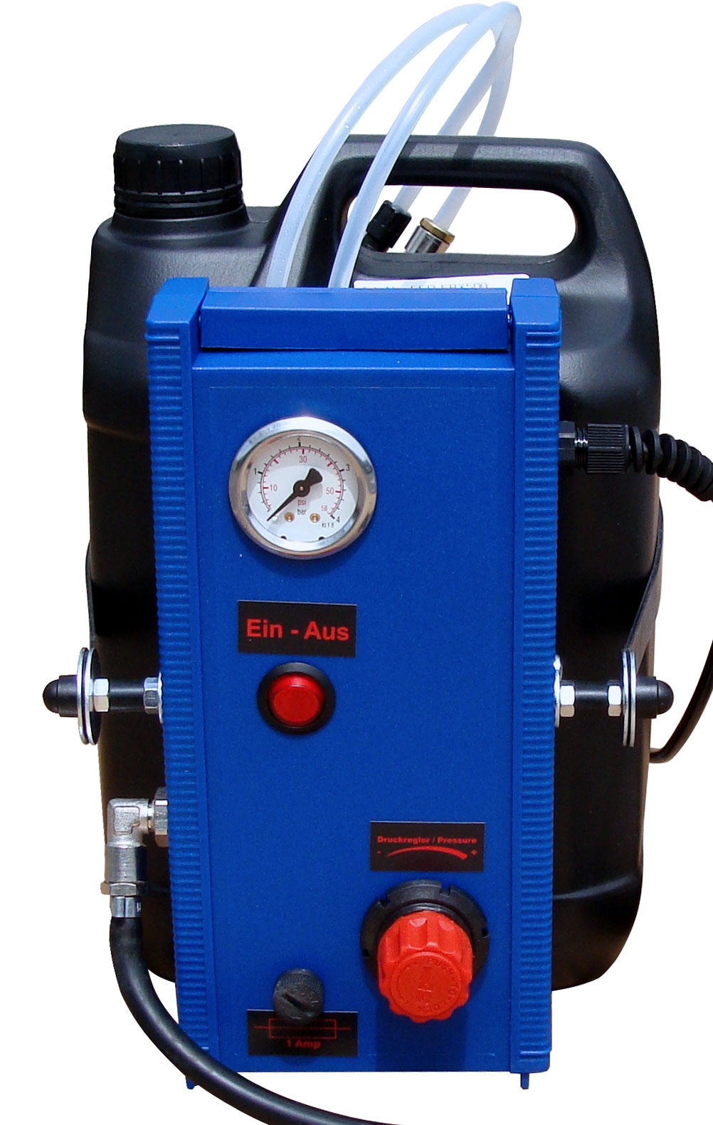 Bremsenentlüftungsgerät, elektronisch mit Auffangflasche und Füllschlauch