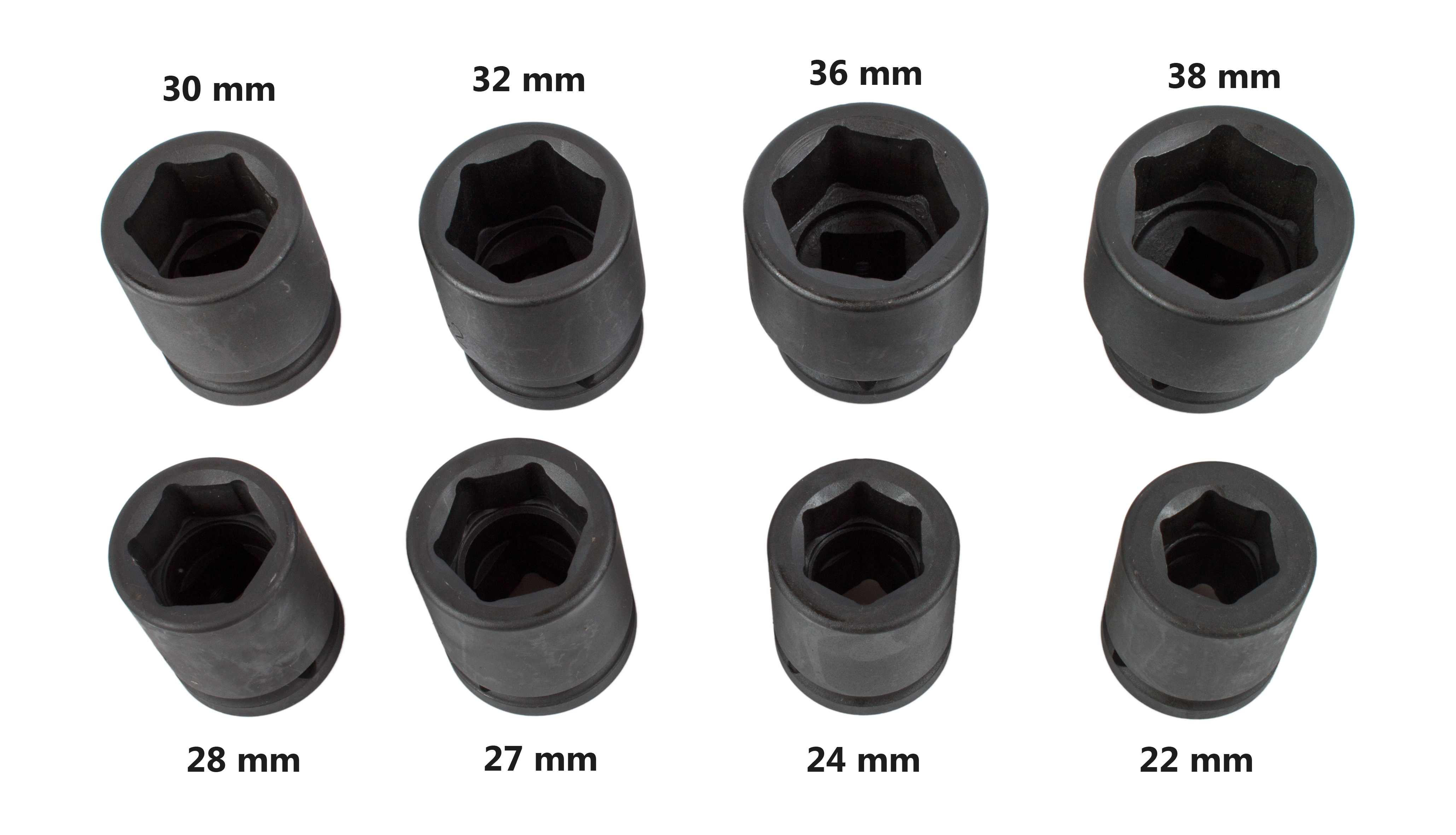 Kraft-Steckschlüssel-Einsätze, 22-38 mm, 20 (3/4), 8-tlg.