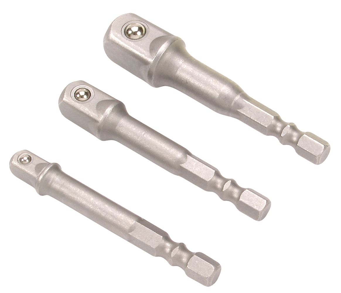 Bit Adapter Satz 3tlg Bohrmaschine 1/4 3/8 1/2 Außenvierkant Stecknüsse