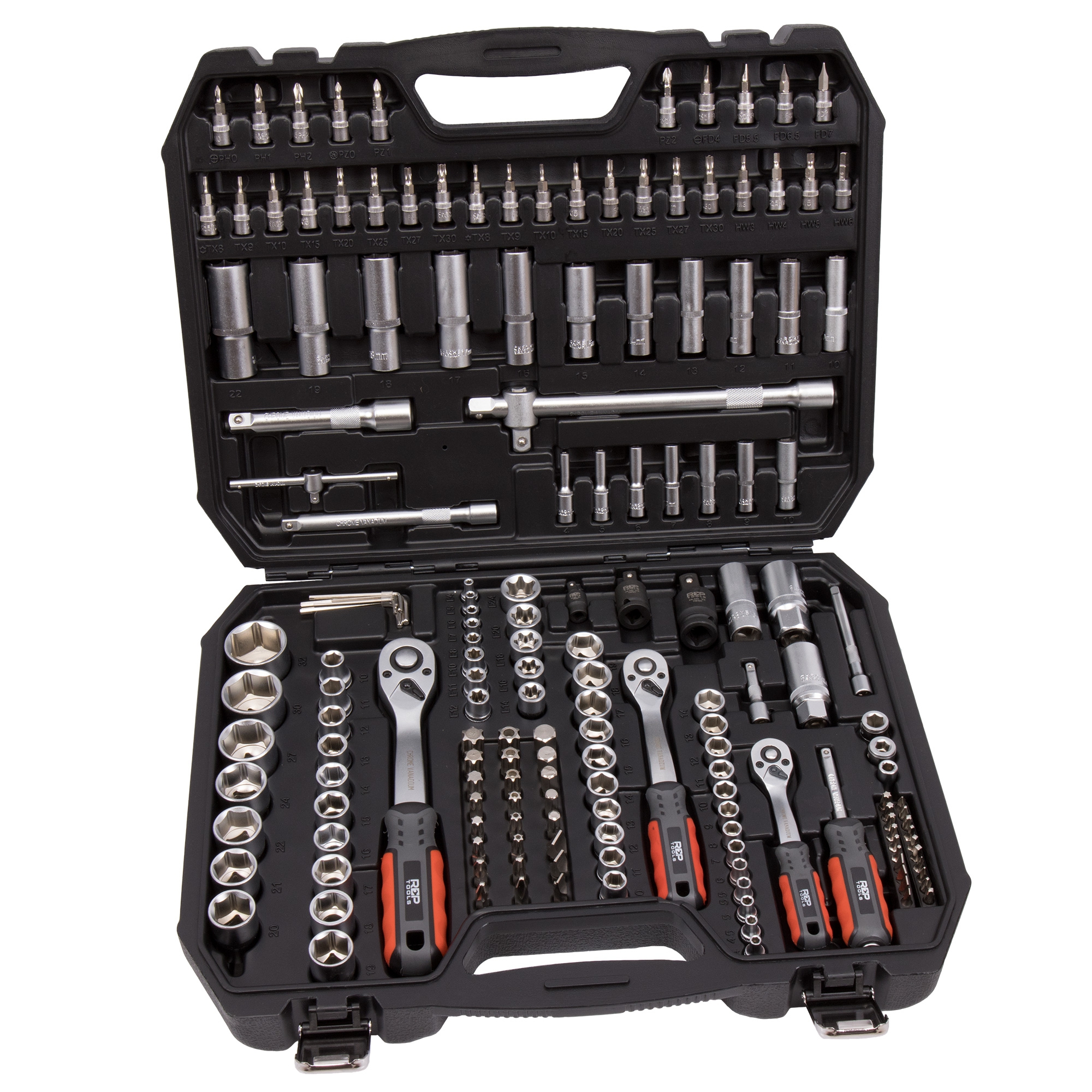 Steckschlüssel-Satz mit Hebelumschaltknarren