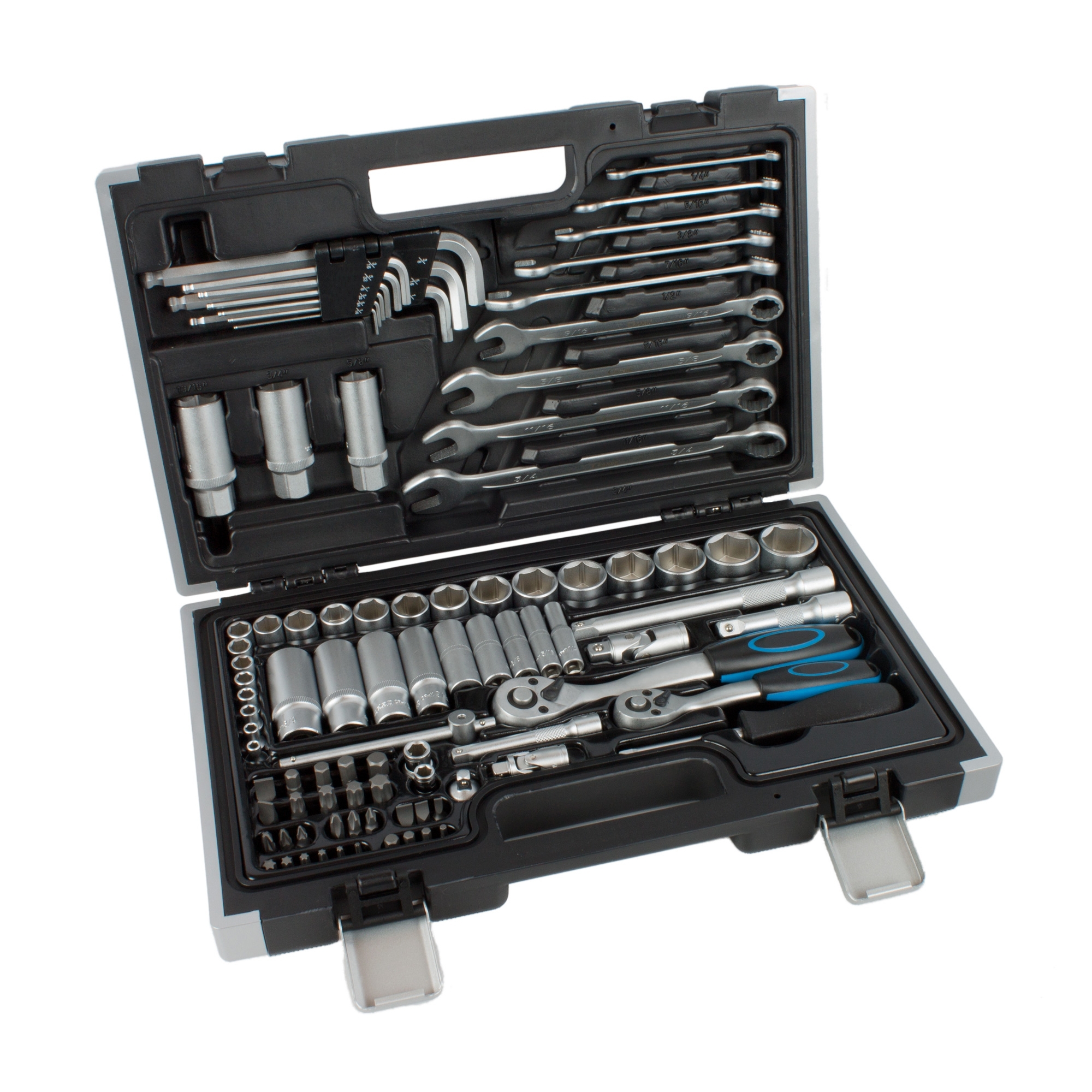 Zoll Werkzeug Knarrenkasten Nüsse Steckschlüssel Satz Stecknüsse Harley zöllig