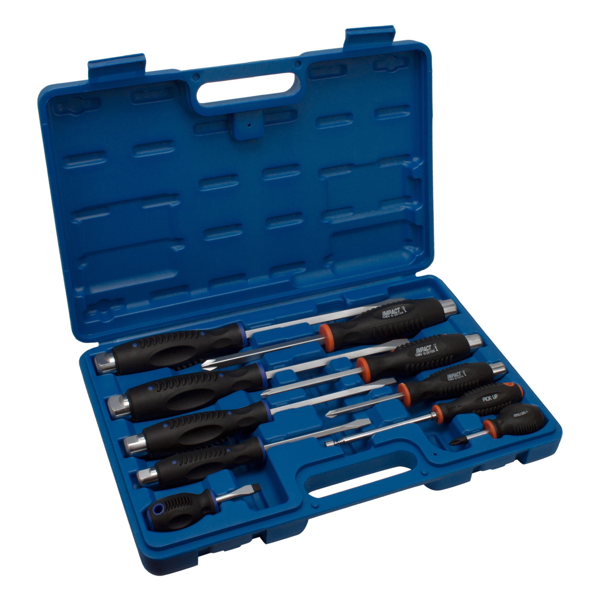 10tlg Schraubendreher Set Schlitz + Kreuz durchgehende Klinge Schraubenzieher