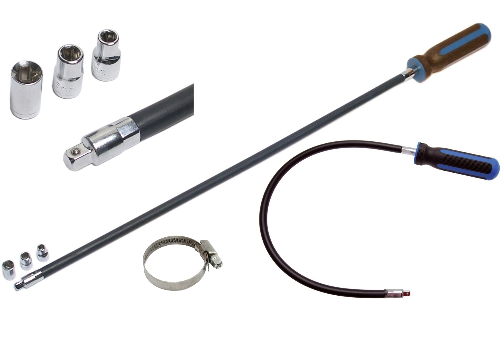 Flexibler Schraubendreher für Schlauchklemmen flexibel 4 5 7 mm 500 mm