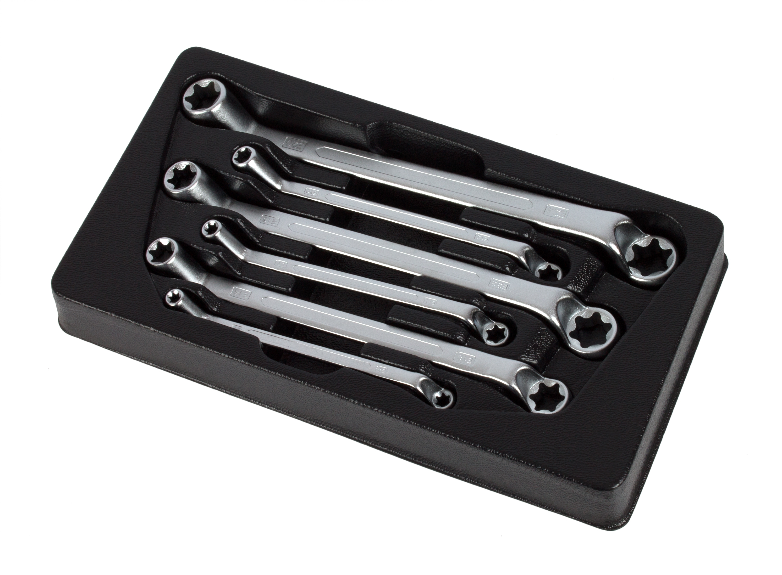 6tlg Doppel Ringschlüssel E6-E24 Aussen tief gekröpft E-Profil Schrauben