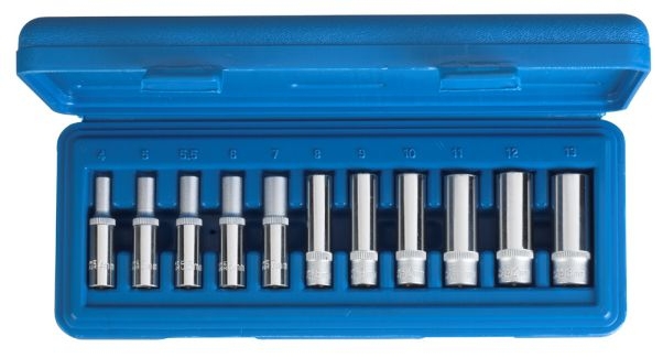 Steckschlüsselsatz 6 kant Nüsse Einsätze tiefe Ausführung 4-13 1/4-Antrieb