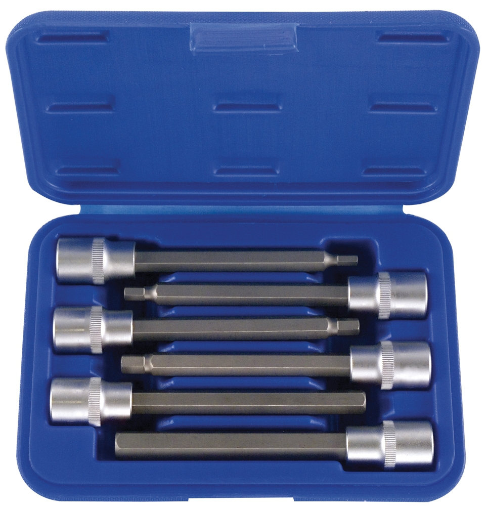 Innensechskant 5 6 7 8 10 12 mm Einsätze Nuss 6-kant 140mm 1/2 6tlg Einsatz