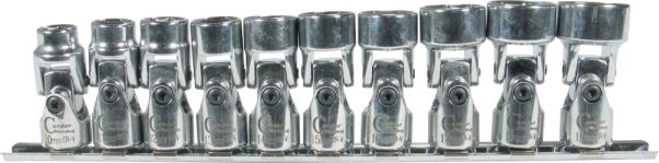 Gelenk Einsätze Nüsse Steckleiste Kardan 10tlg 3/8 Antrieb auf Klemmleiste